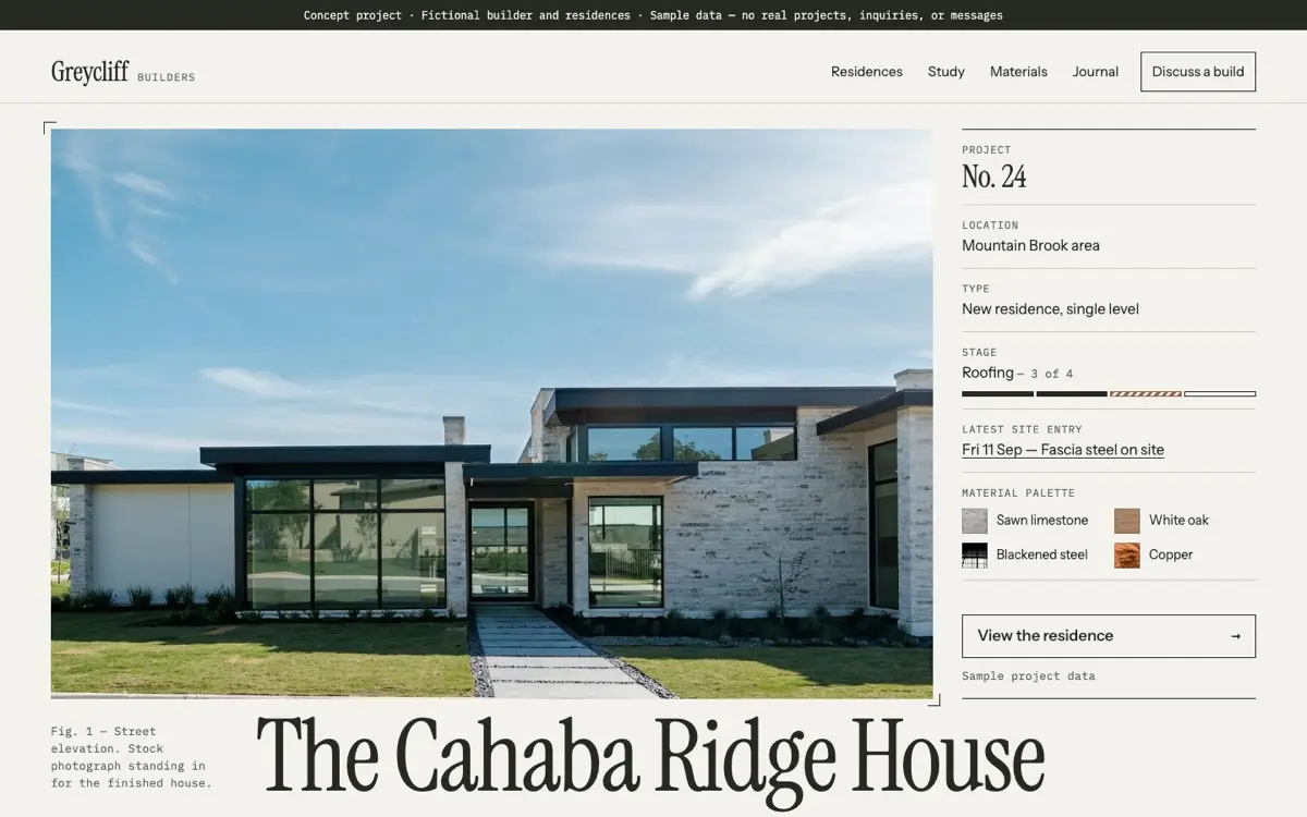 Greycliff Builders concept website
