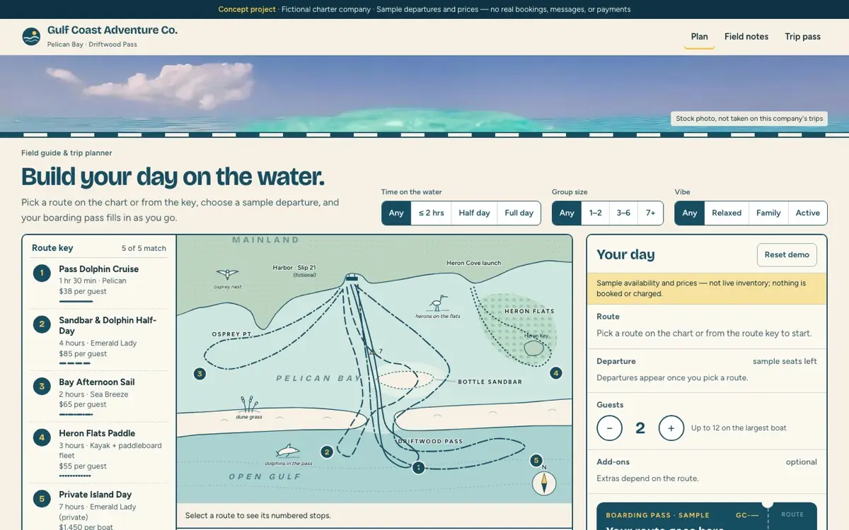 Gulf Coast Adventure Co. concept website