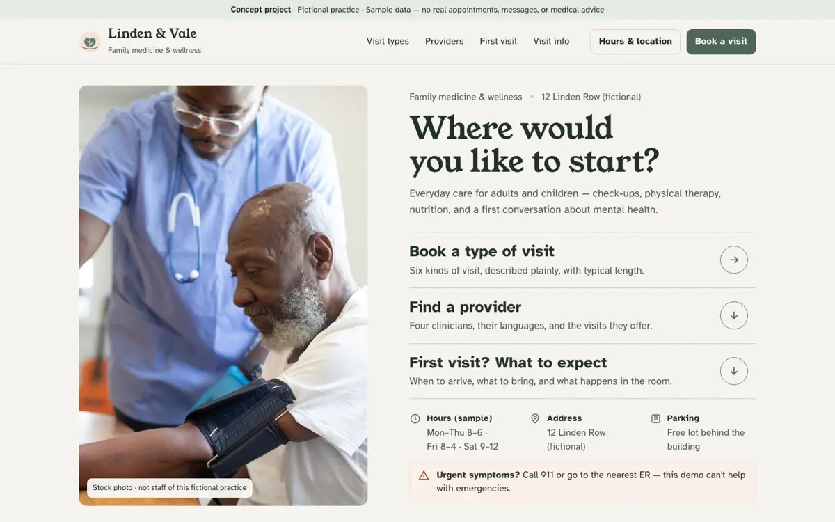 Linden & Vale Care concept website