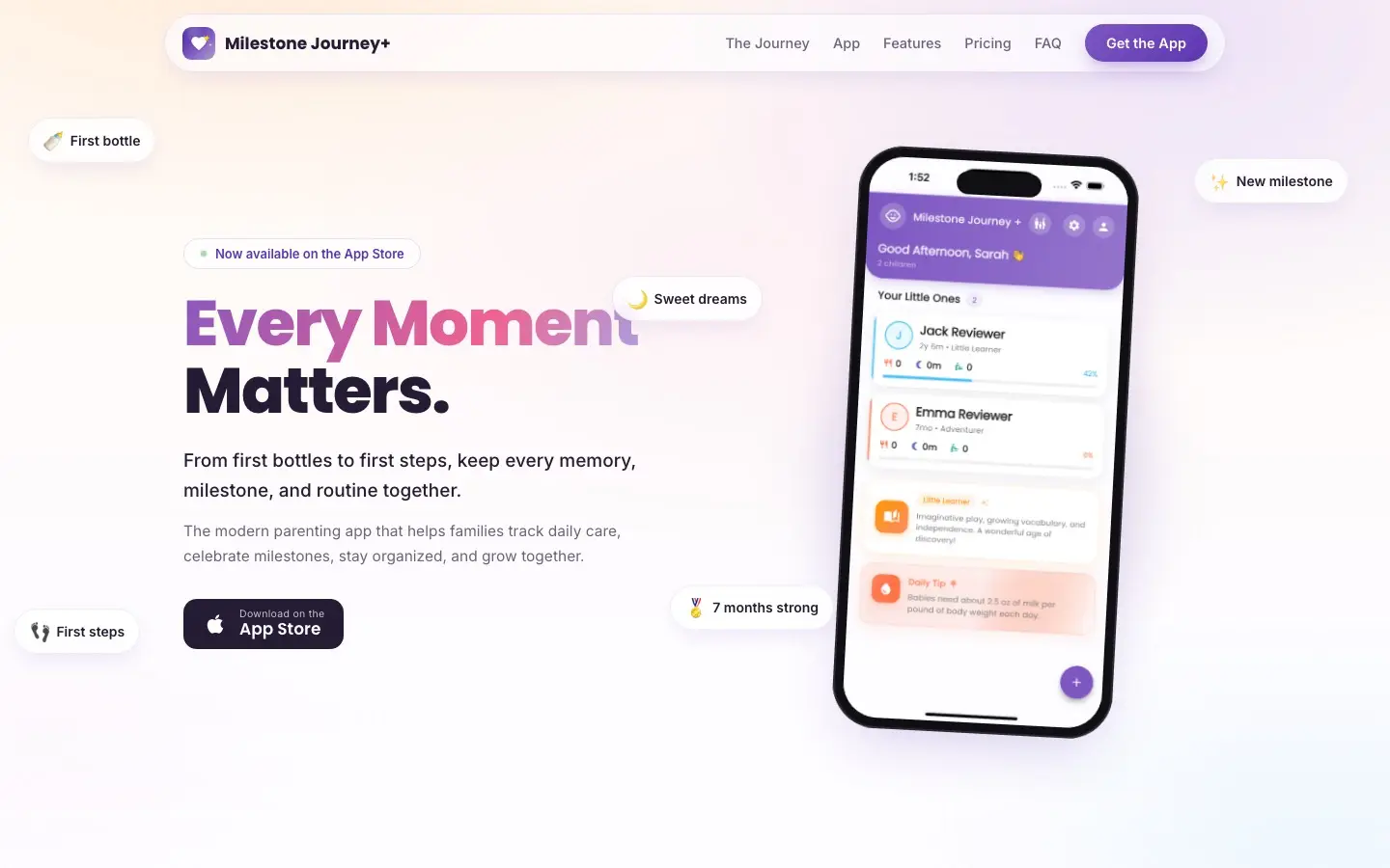 Milestone Journey+ homepage