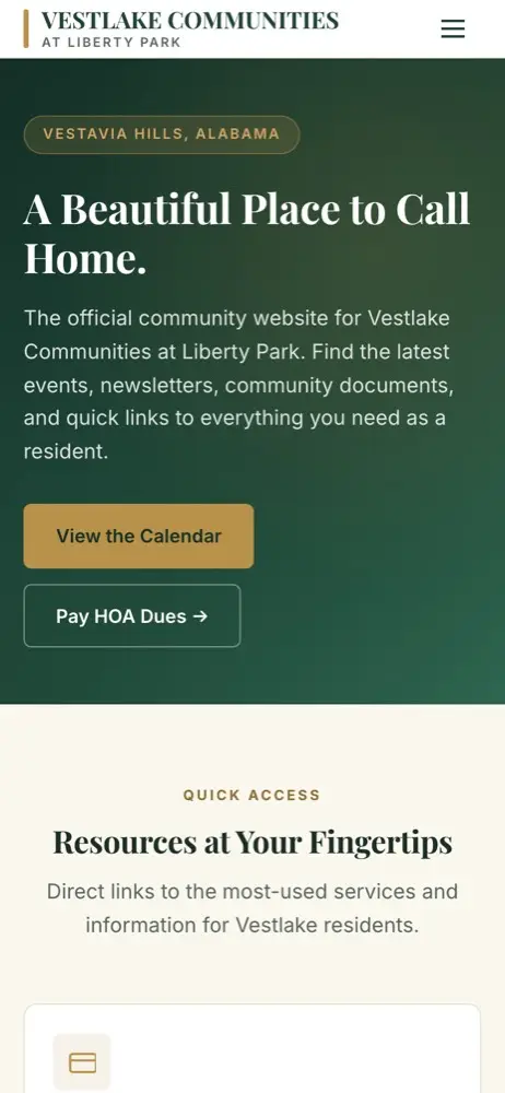 Vestlake Communities at Liberty Park on a phone