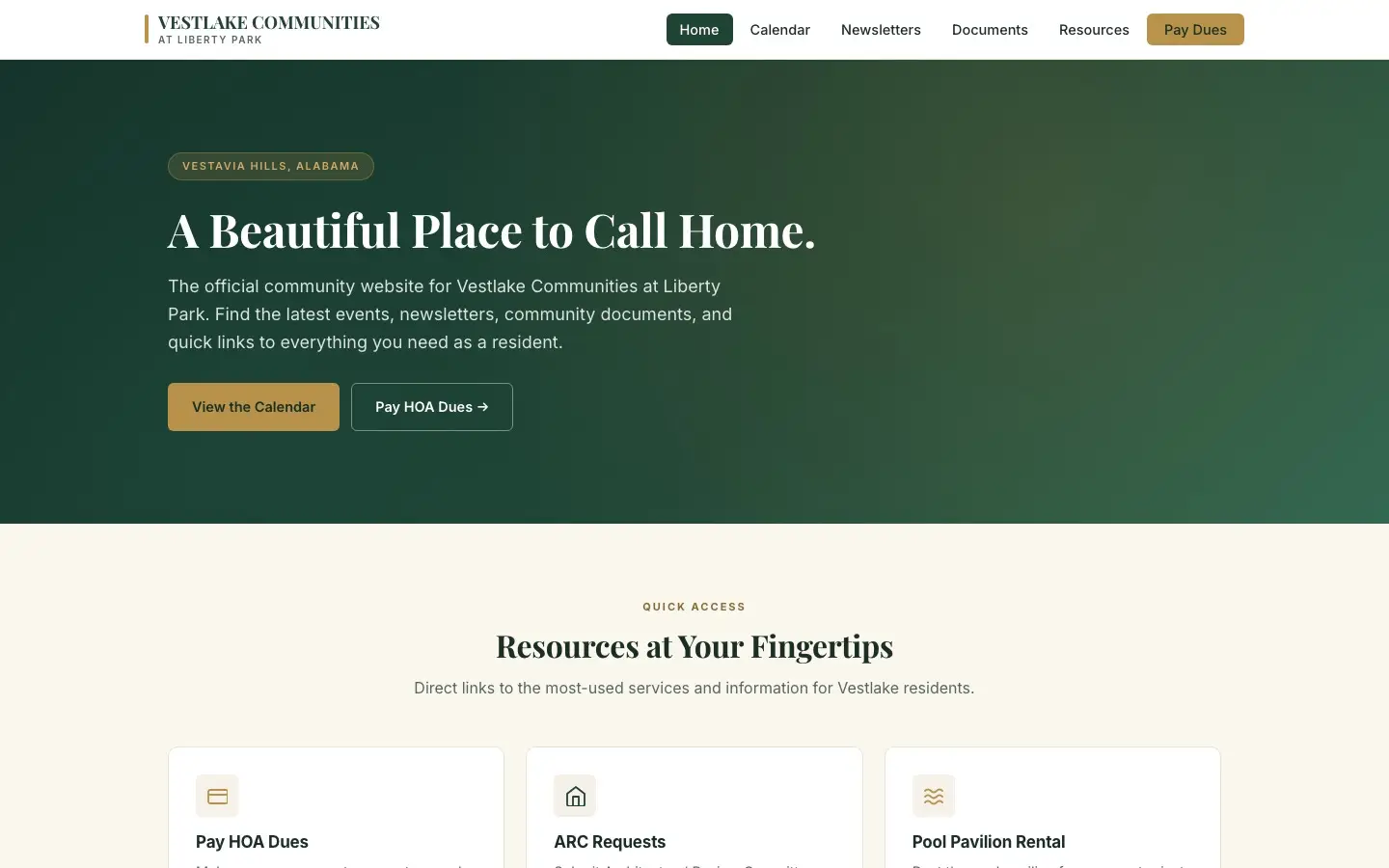 Vestlake Communities at Liberty Park homepage