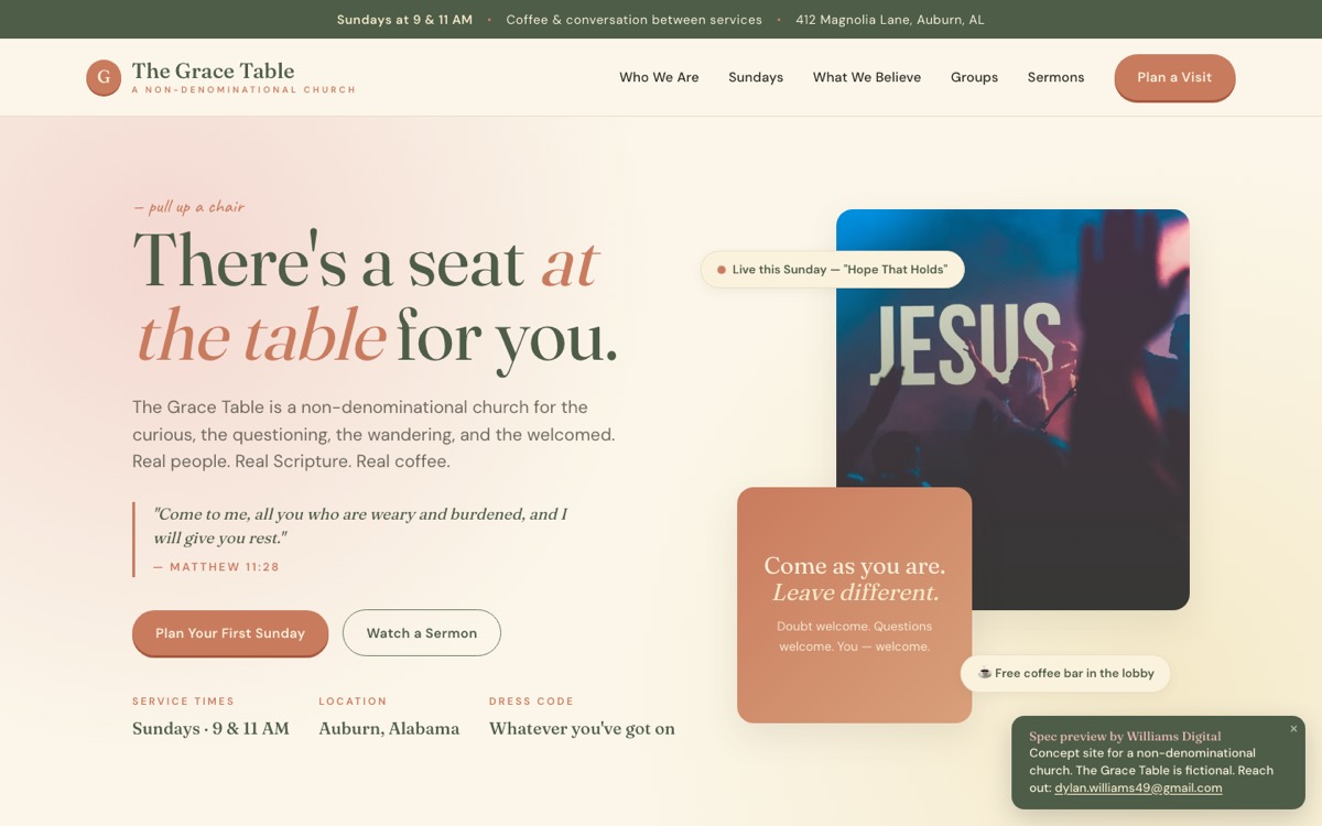 The Grace Table Church concept preview